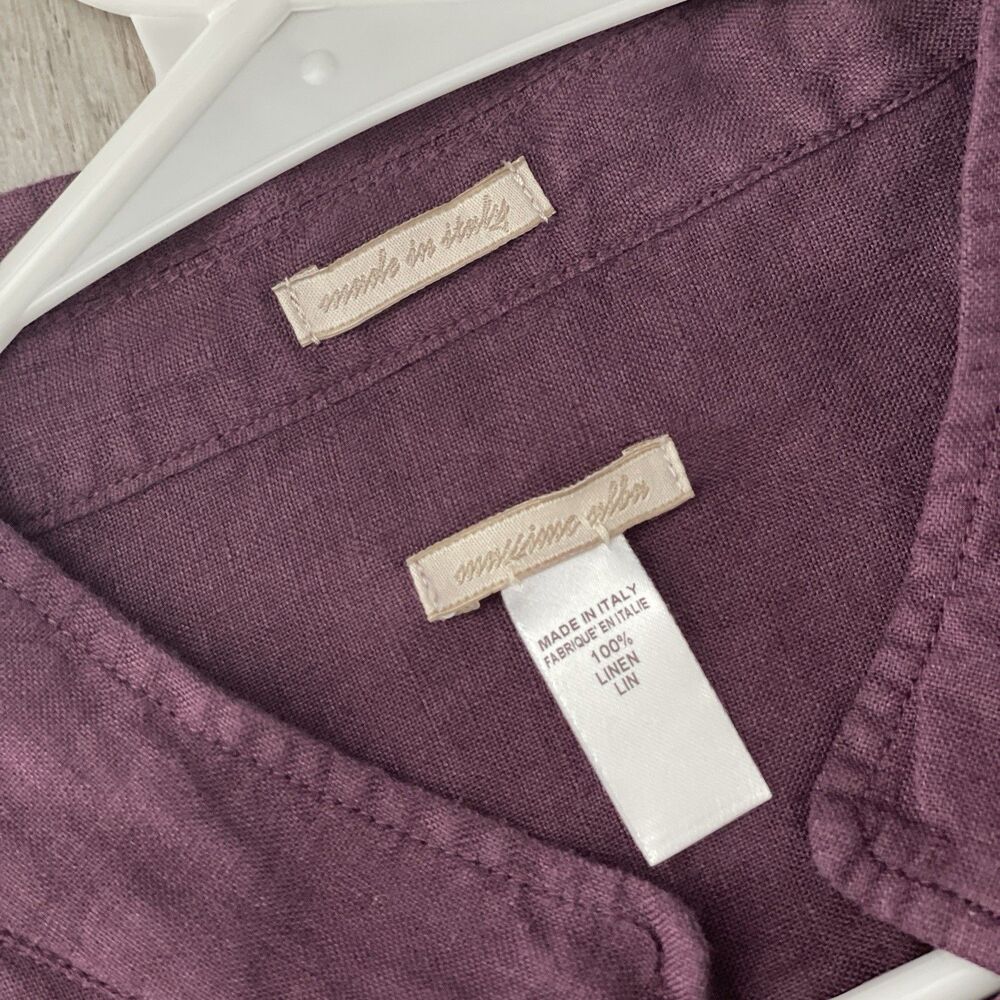 Massimo Alba Shirt linen button up mens Purple medium minimalist coastal travel - Picture 2 of 7